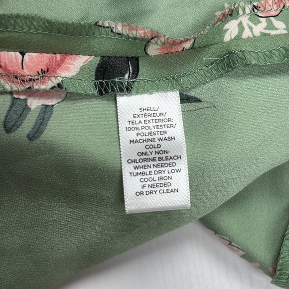 Ann Taylor LOFT Floral Wrap Surplice V-Neck Long Sleeve Mini Dress Green 12 - Picture 8 of 10